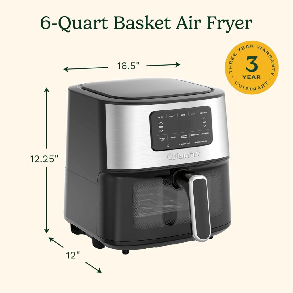 Cuisinart Air Fryer Oven – 6-Qt Basket Stainless Steel Air Fryer – Dishwasher-Safe Air Fryer Toaster Oven Combo with 5 Presets – Roast, Bake, Broil and Air Fry Quick Easy Meals Cuisinart Air Fryer Oven – 6-Qt Basket Stainless Steel Air Fryer – Dishwasher-Safe Air Fryer Toaster Oven Combo with 5 Presets – Roast, Bake, Broil and Air Fry Quick Easy Meals
