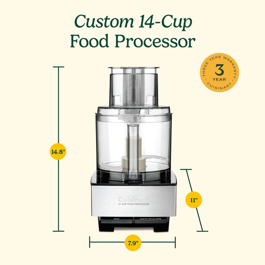 Cuisinart Food Processor 14-Cup Vegetable Chopper for Mincing, Dicing, Shredding, Puree  Kneading Dough, Stainless Steel, DFP-14BCNY